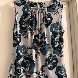 Calvin Klein Women's Teal and Black Floral Blouse